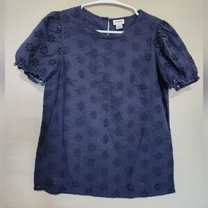 J.crew Navy Blue Eyelet Top Size XXS